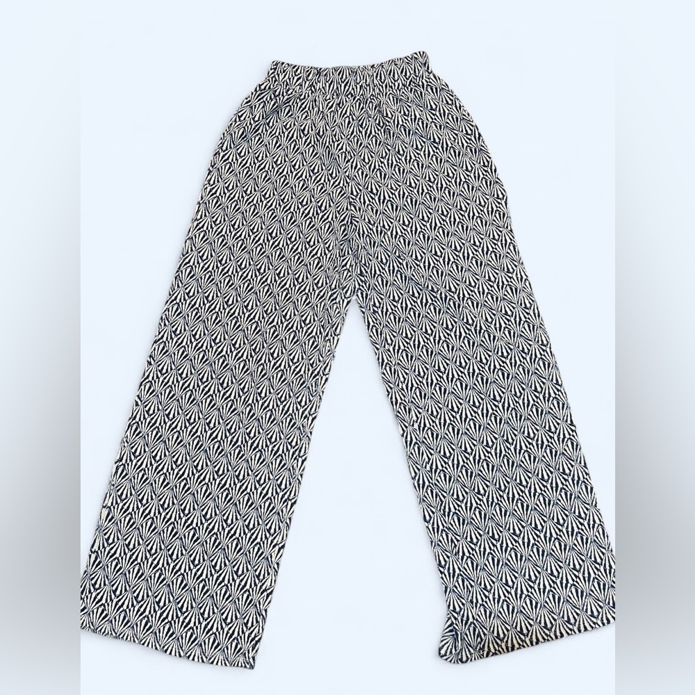 H&M Blue & White Geometric Print Wide Leg Pants | XS - Picture 1 of 3